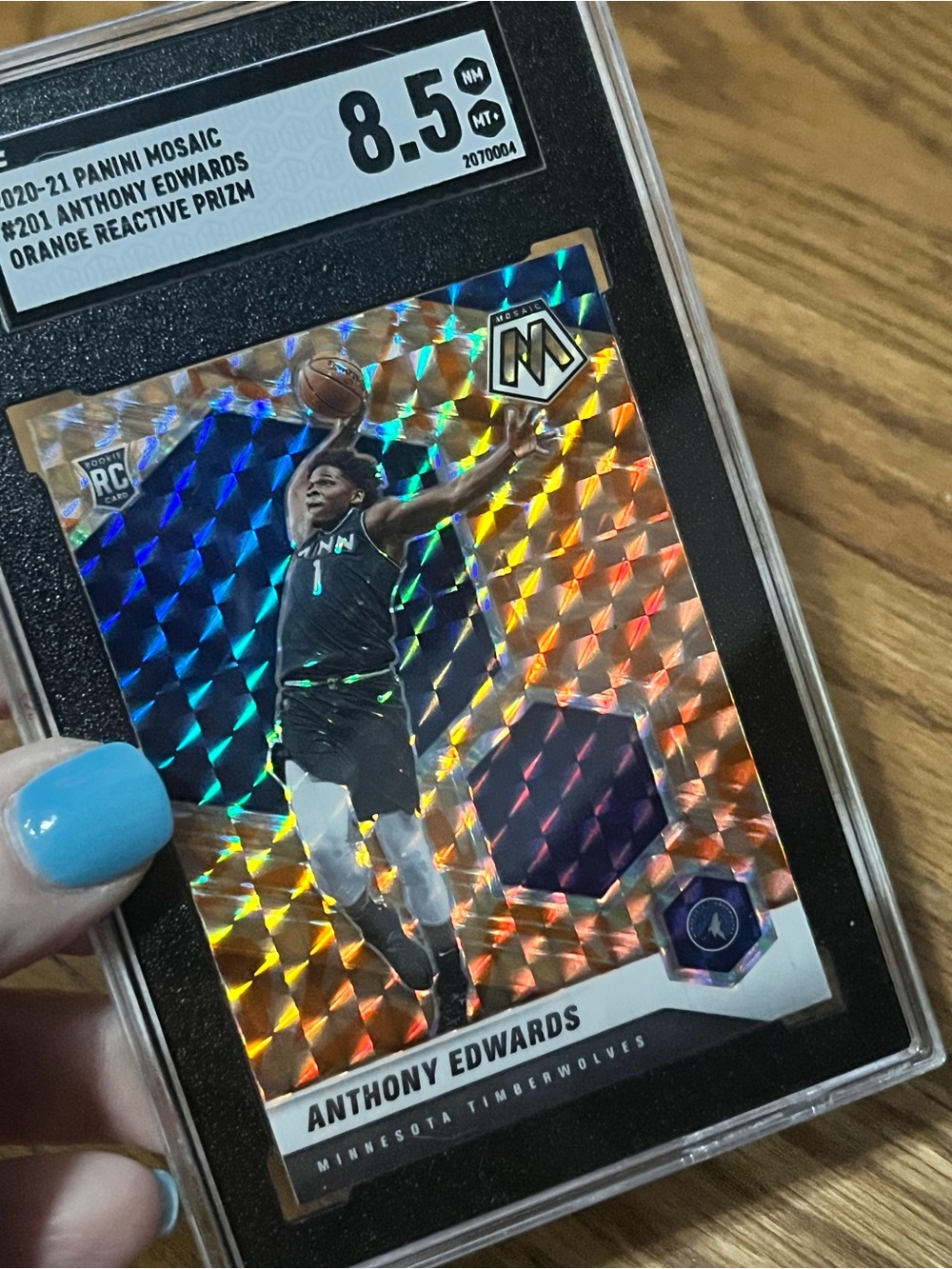 2020-21 Panini Mosaic Rookie Anthony Edwards #201  Reactive Prizm (RC) SGC 8.5